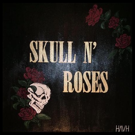 Bild p tavlan Skull n' roses